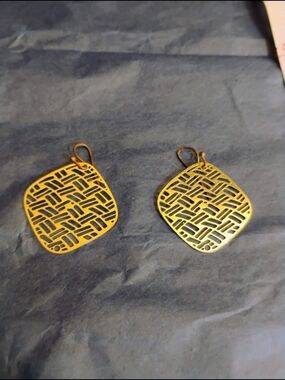 3 For $15 Gold Filigree Square Drop Earrings - Women Jewelry
